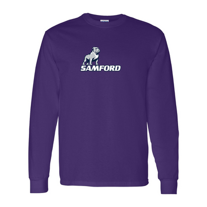 Men's Samford Bulldogs Logo Gildan Heavy Cotton Long Sleeve T-Shirt