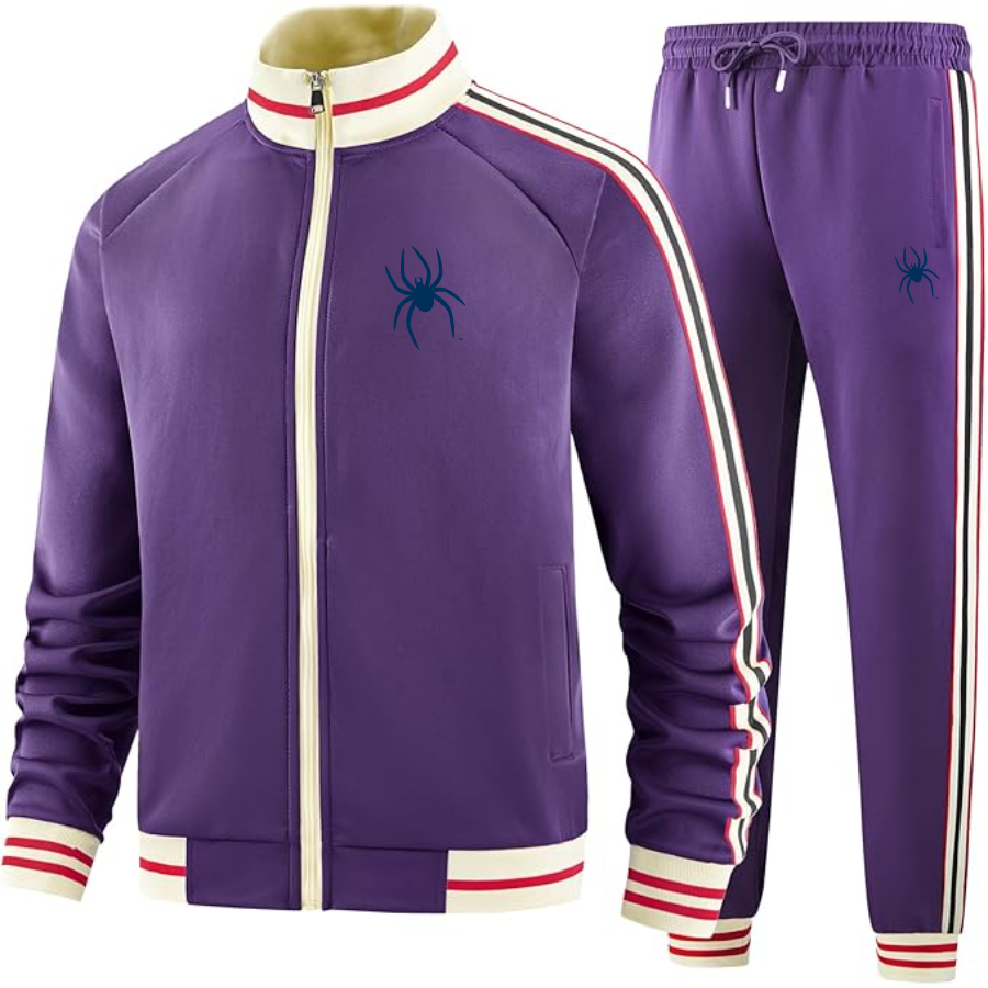 Men's Richmond Spiders Logo Tracksuit with Bold Striped Accents and Zippered Front Athletic Wear
