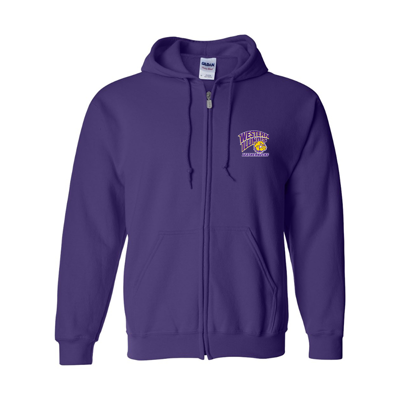 Men's Western Illinois Leathernecks Gildan  Heavy Blend Full Zip Hooded Sweatshirt
