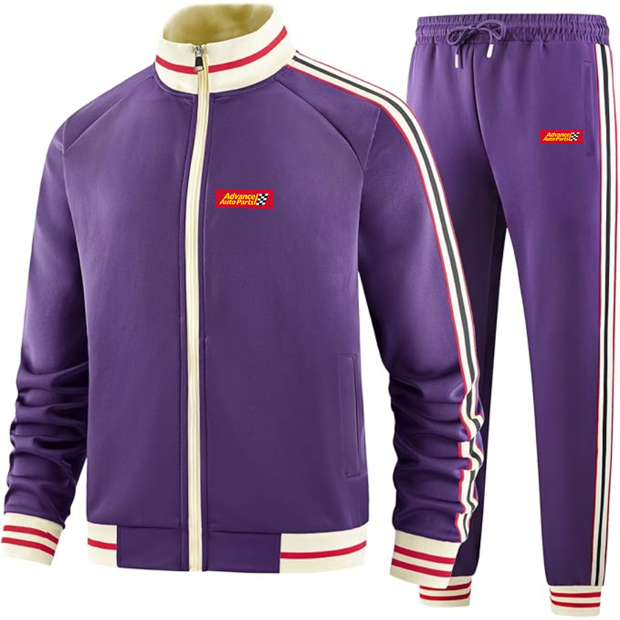 Men's Advance Auto Parts Logo Tracksuit with Bold Striped Accents and Zippered Front Athletic Wear