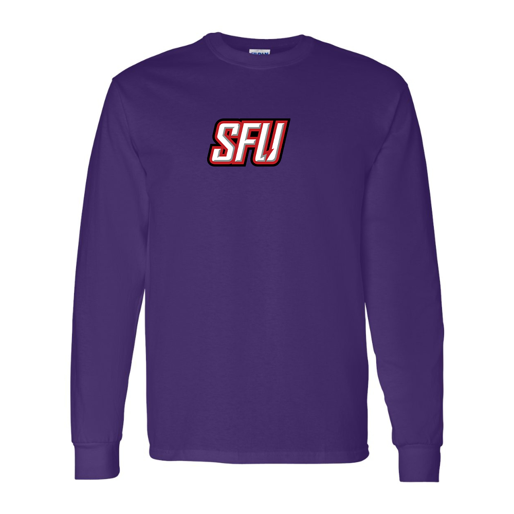 Men's Saint Francis Red Flash Logo Gildan Heavy Cotton Long Sleeve T-Shirt