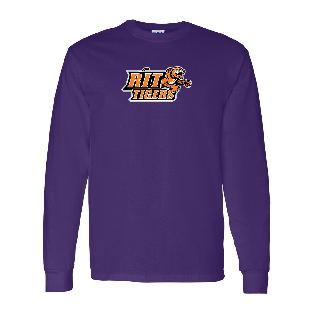 Men's RIT Tigers Logo Gildan Heavy Cotton Long Sleeve T-Shirt