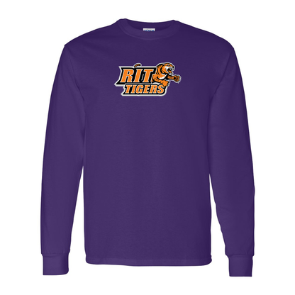 Men's RIT Tigers Logo Gildan Heavy Cotton Long Sleeve T-Shirt
