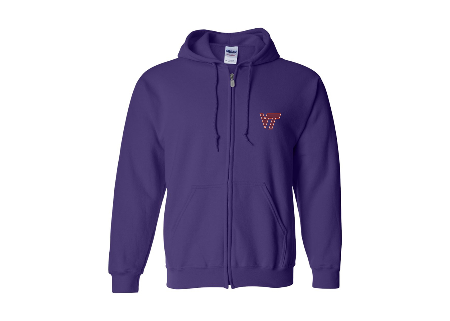 Men's Virginia Tech Hokies Gildan Heavy Blend Full Zip Hooded Sweatshirt