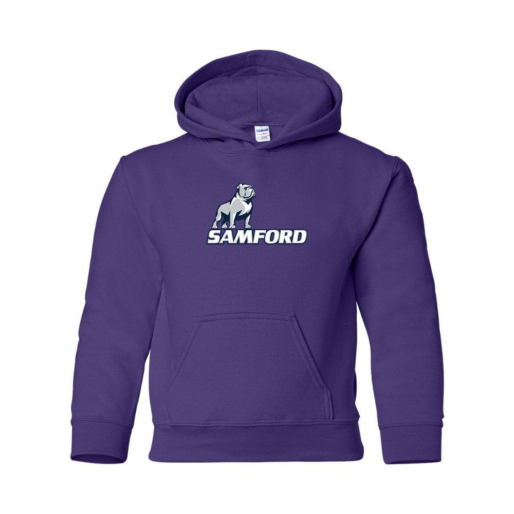 Youth Samford Bulldogs Logo Gildan Heavy Blend  Hooded Sweatshirt