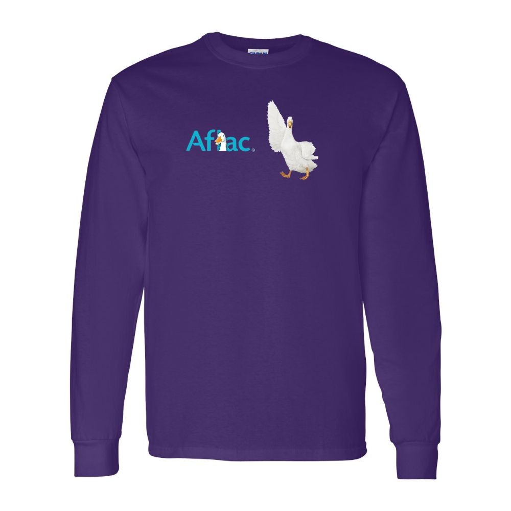 Men's Aflac Logo and Duck Gildan Heavy Cotton Long Sleeve T-Shirt