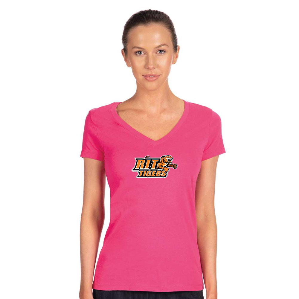 Women's   RIT Tigers Logo Next Level V-Neck T-Shirt