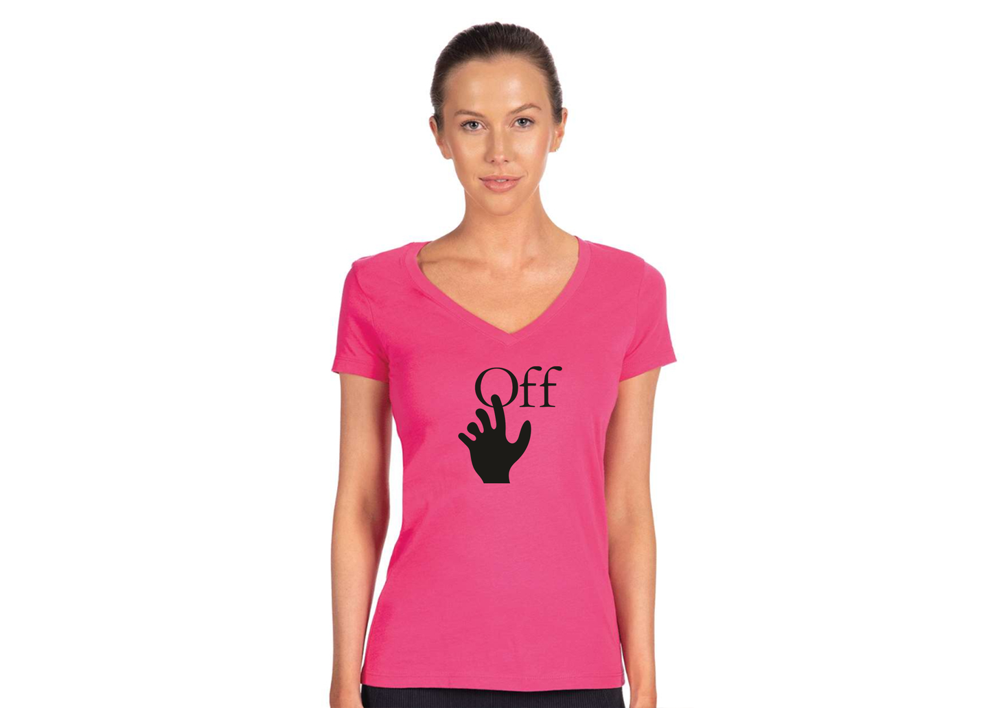 Women's Off-White Hand  Next Level V-Neck T-Shirt