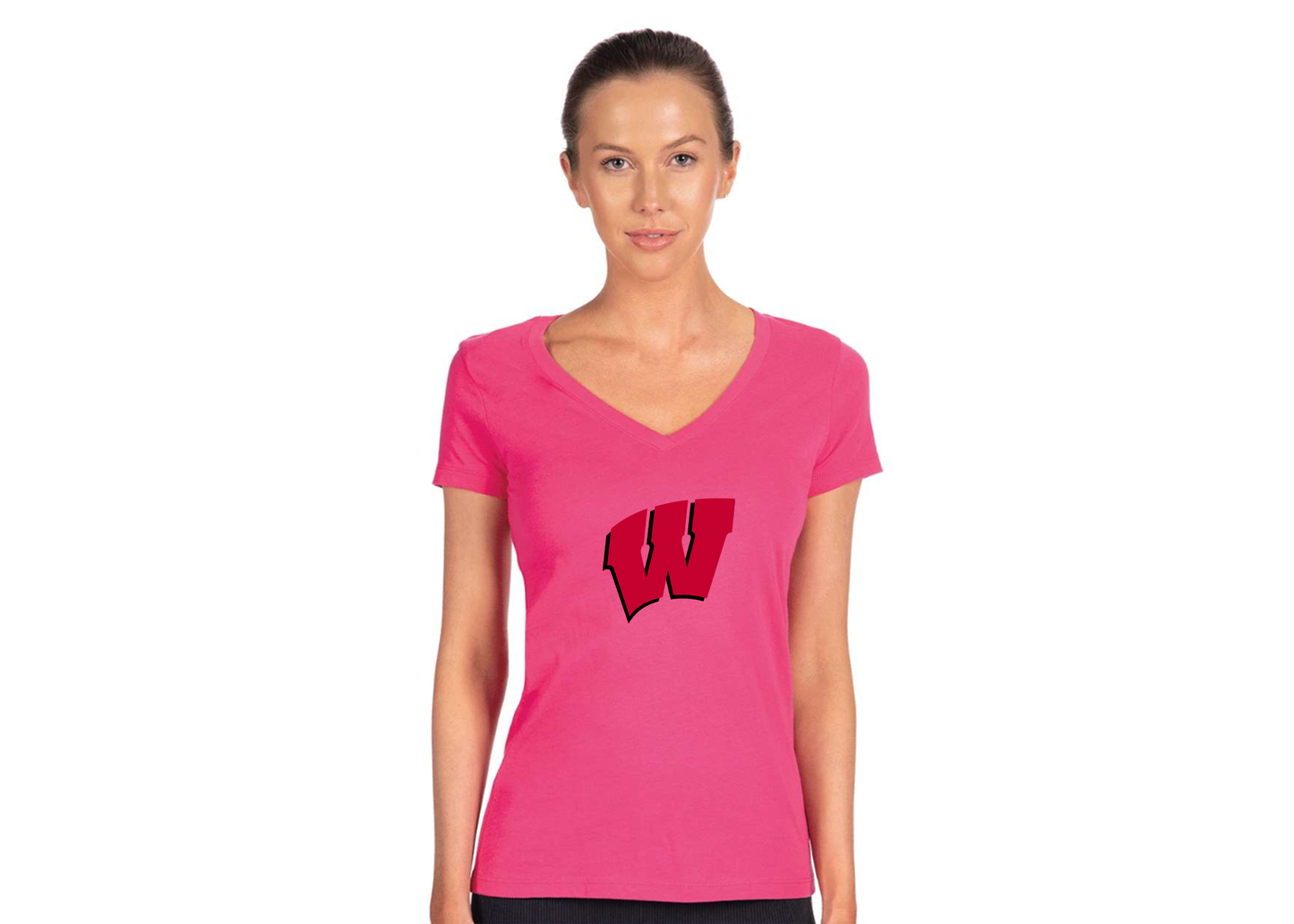 Women's Wisconsin Badgers Next Level V-Neck T-Shirt