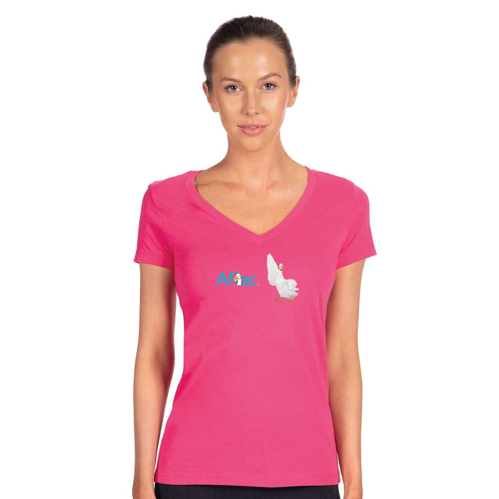 Women's Aflac Logo and Duck Next Level V-Neck T-Shirt