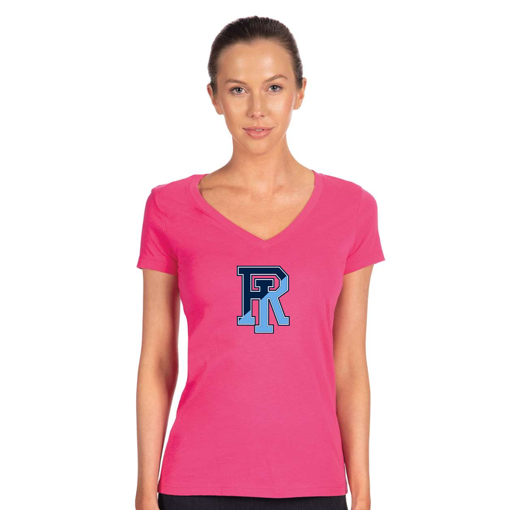 Women's Rhode Island Rams Logo  Next Level V-Neck T-Shirt
