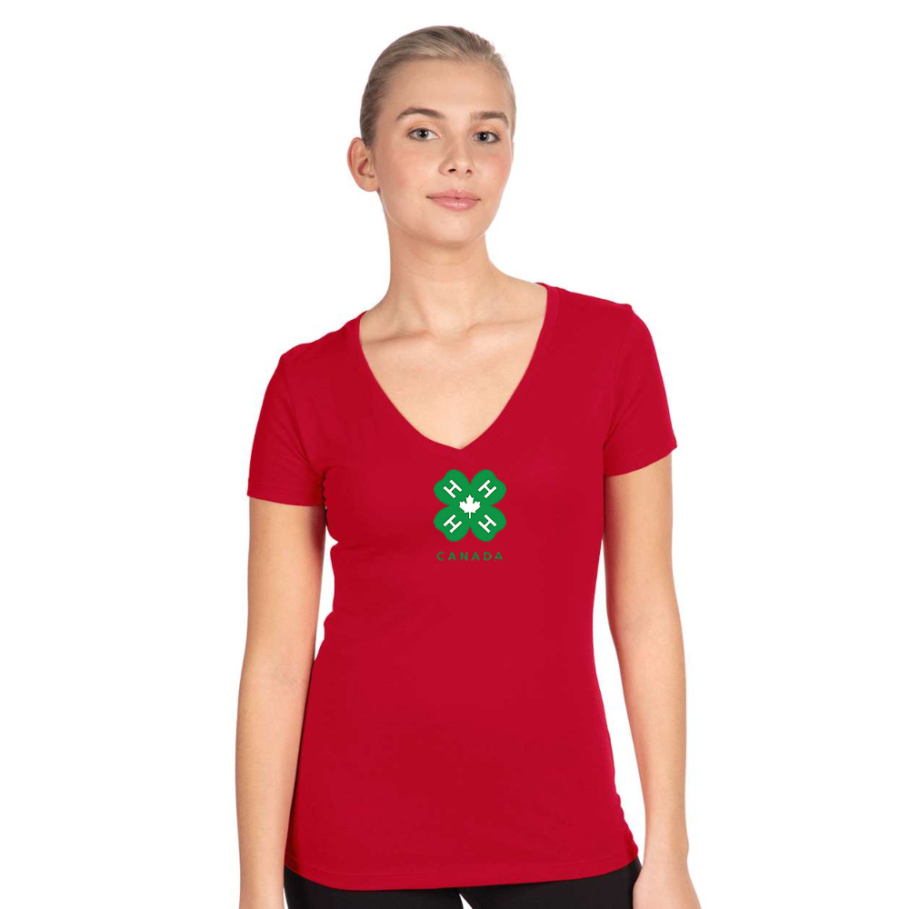 Women's 4H Canada Logo Next Level V-Neck T-Shirt