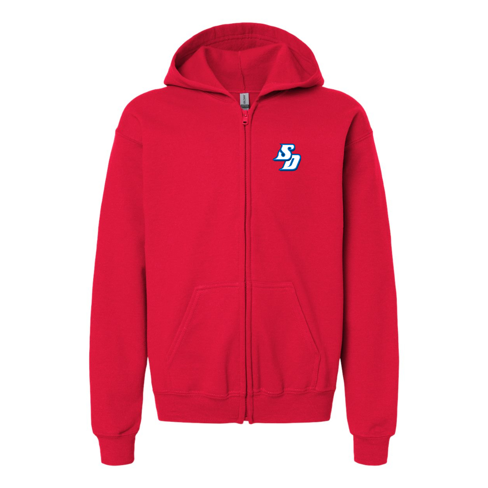 Gildan Heavy Blend Youth San Diego Toreros Logo Full Zip Hooded Sweatshirt