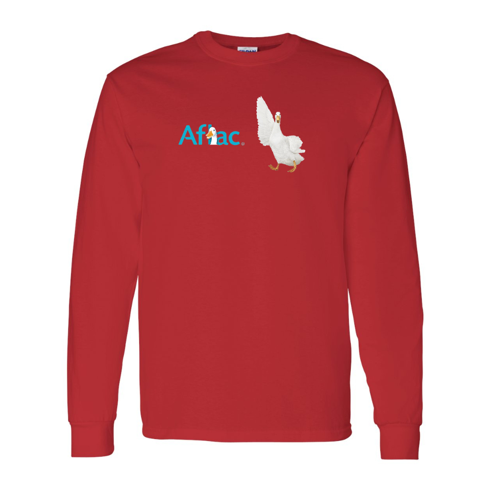 Men's Aflac Logo and Duck Gildan Heavy Cotton Long Sleeve T-Shirt