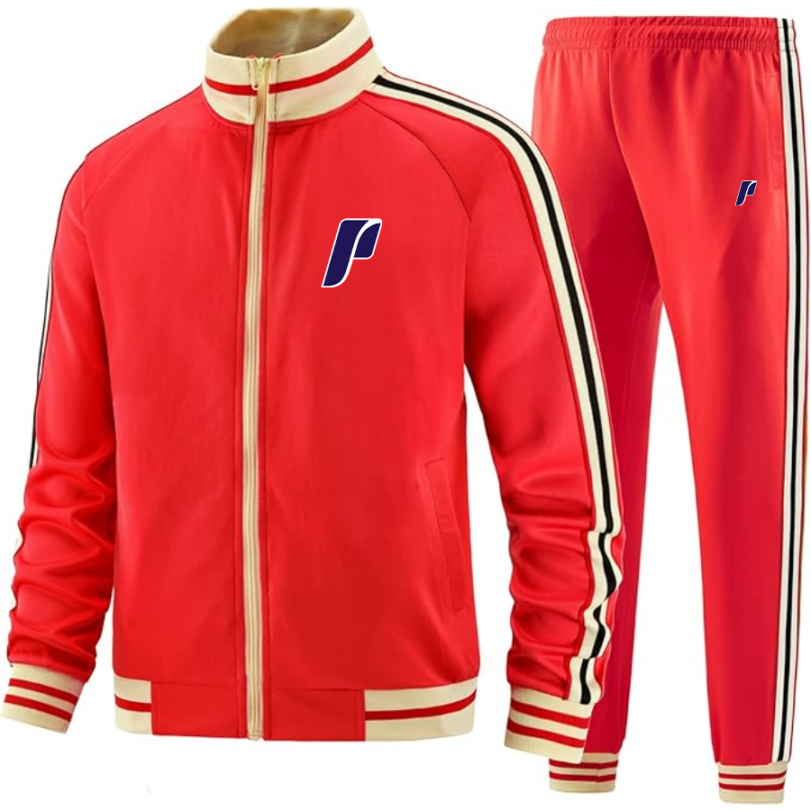 Men's Portland Pilots Logo Tracksuit with Bold Striped Accents and Zippered Front Athletic Wear