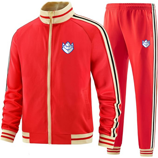 Men's Saint Louis Billikens Logo Tracksuit with Bold Striped Accents and Zippered Front Athletic Wear