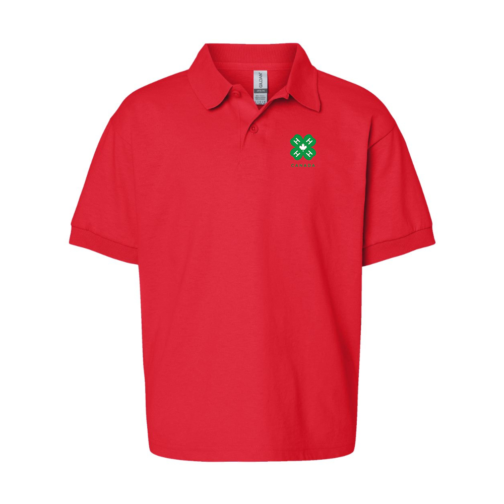 Youth 4H Canada Logo Gildan Dry Blend Jersey Polo