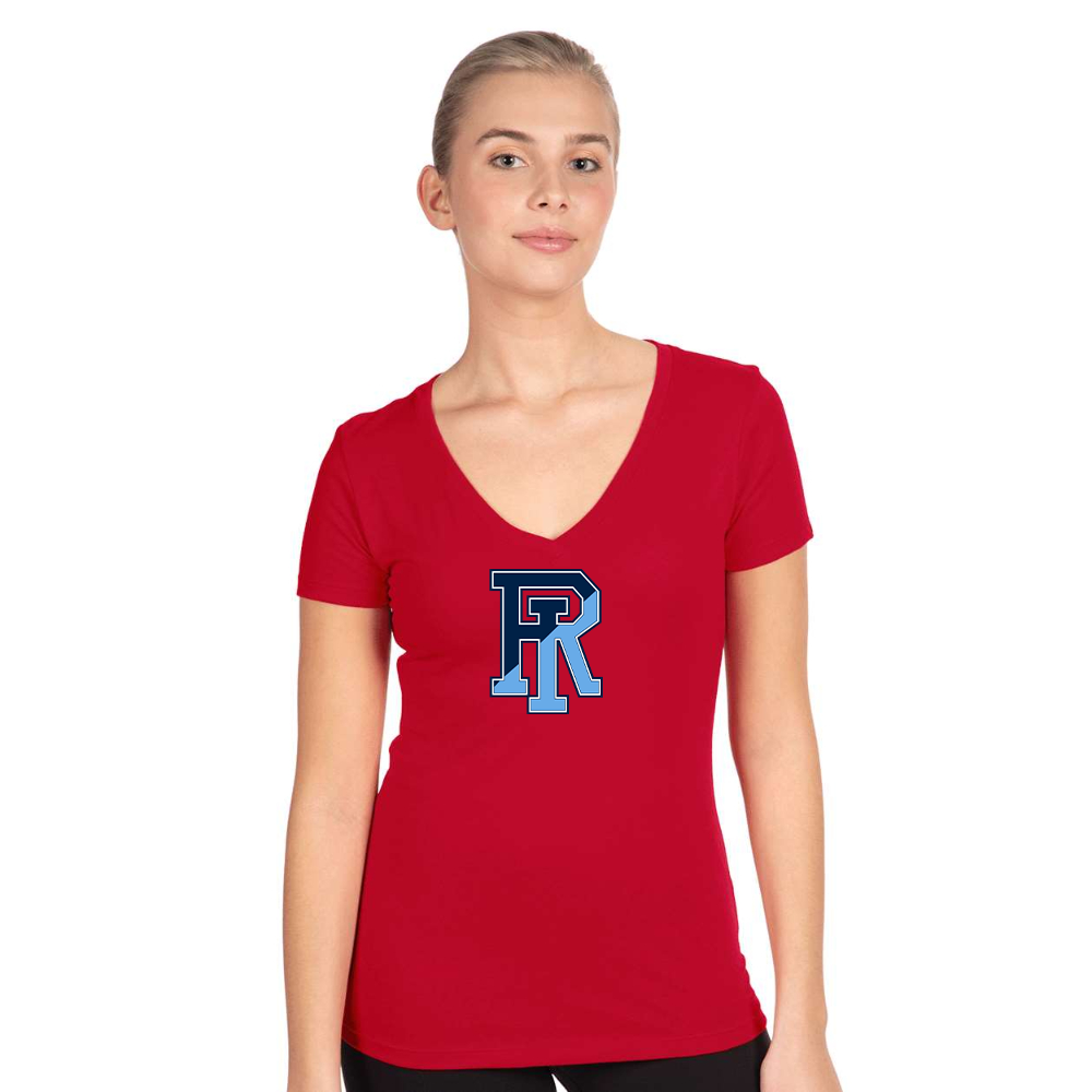 Women's Rhode Island Rams Logo  Next Level V-Neck T-Shirt