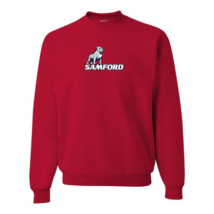 Men's Samford Bulldogs Logo  JERZEES NuBlend Crewneck Sweatshirt