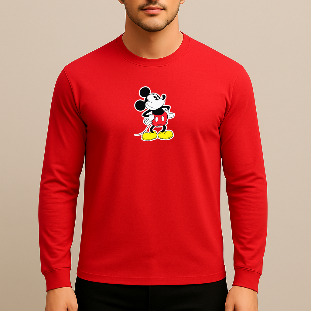 Men's Mickey Mouse Cartoon Long Sleeve T-Shirt