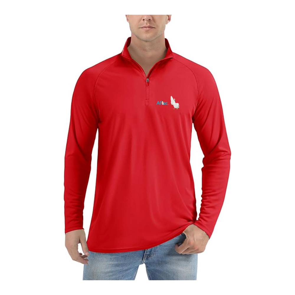 Men's Aflac Logo and Duck Lightweight Quarter-Zip Athletic Shirt Long Sleeve Performance Wear