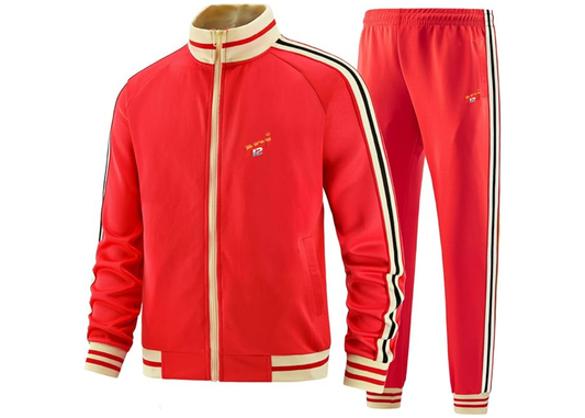 Men's NRJ 12 Logo  Tracksuit with Bold Striped Accents and Zippered Front Athletic Wear
