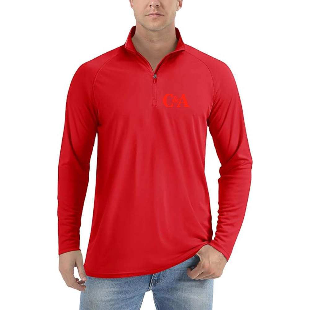 Men's CA Logo Lightweight Quarter-Zip Athletic Shirt Long Sleeve Performance Wear
