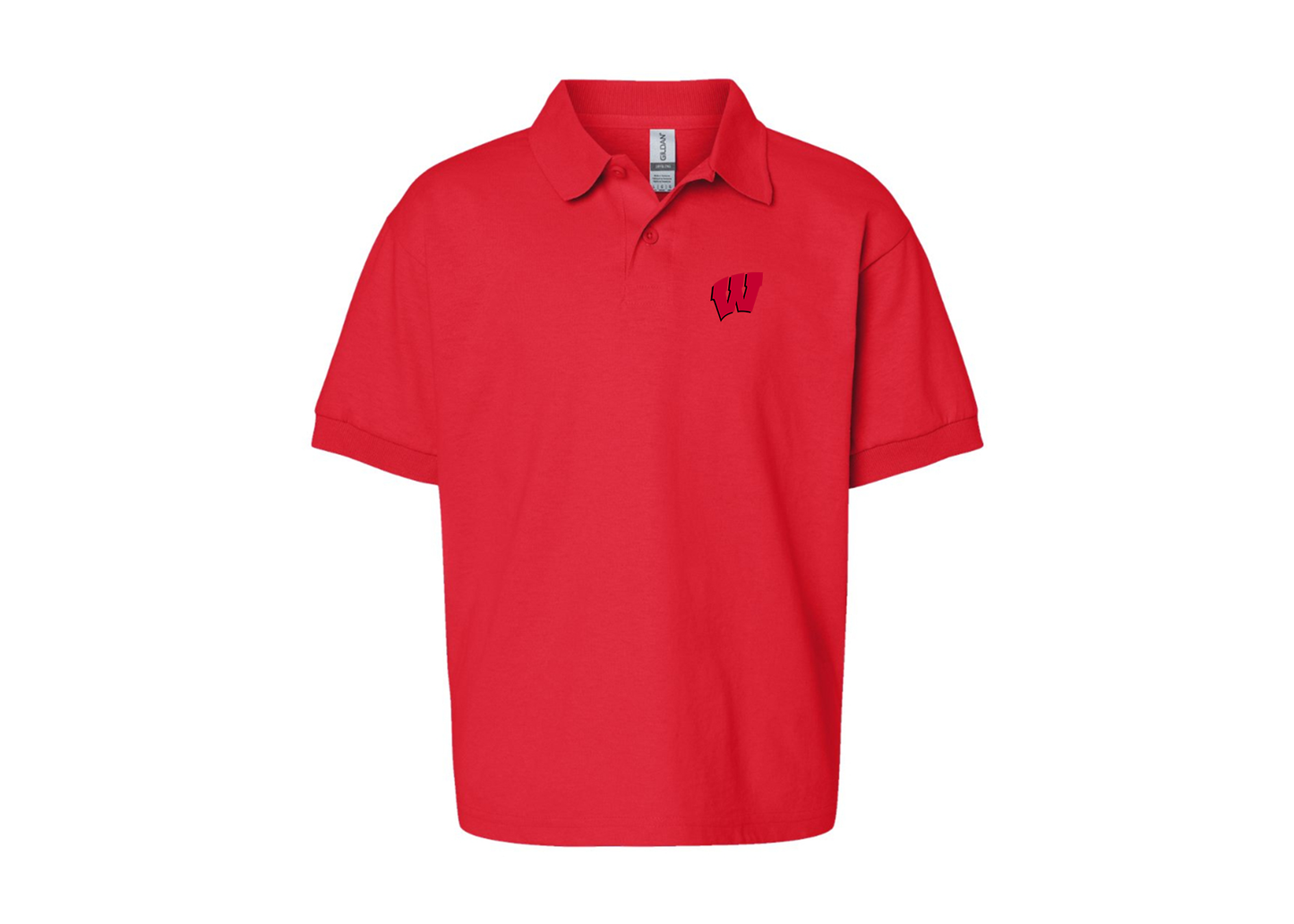 Youth Wisconsin Badgers Gildan Dry Blend Jersey Polo