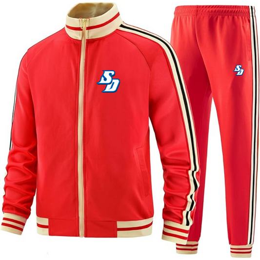Men's San Diego Toreros Logo Tracksuit with Bold Striped Accents and Zippered Front Athletic Wear