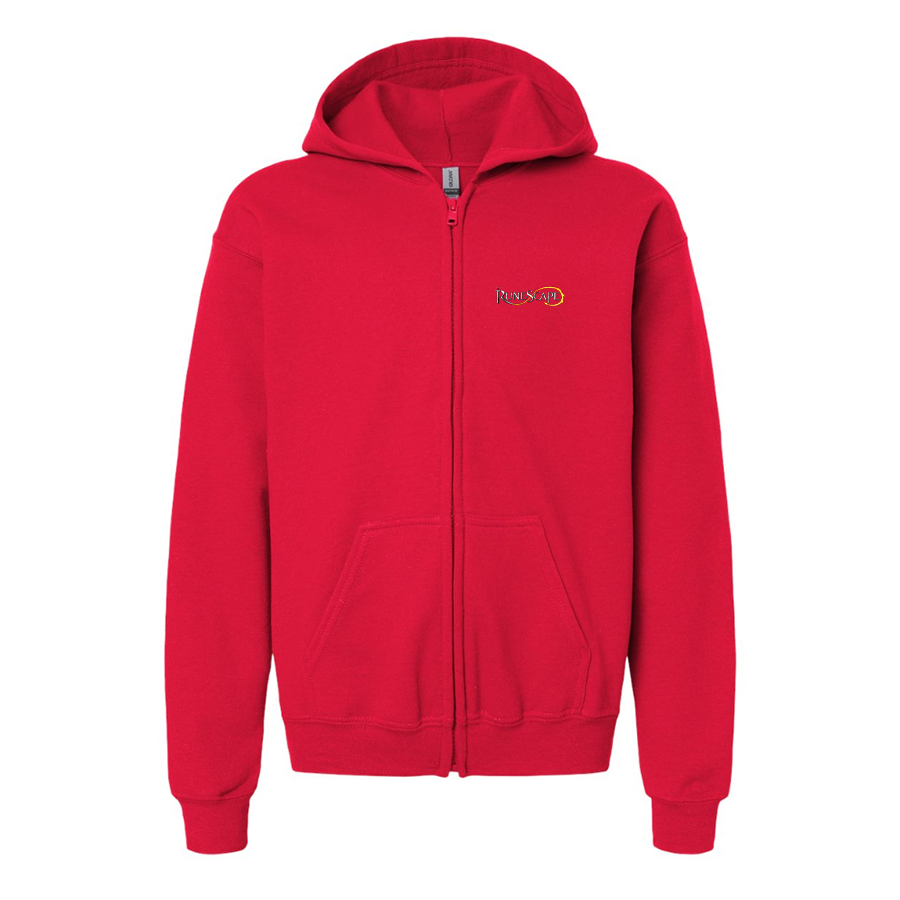 Gildan Heavy Blend Youth Runescape Logo Full Zip Hooded Sweatshirt