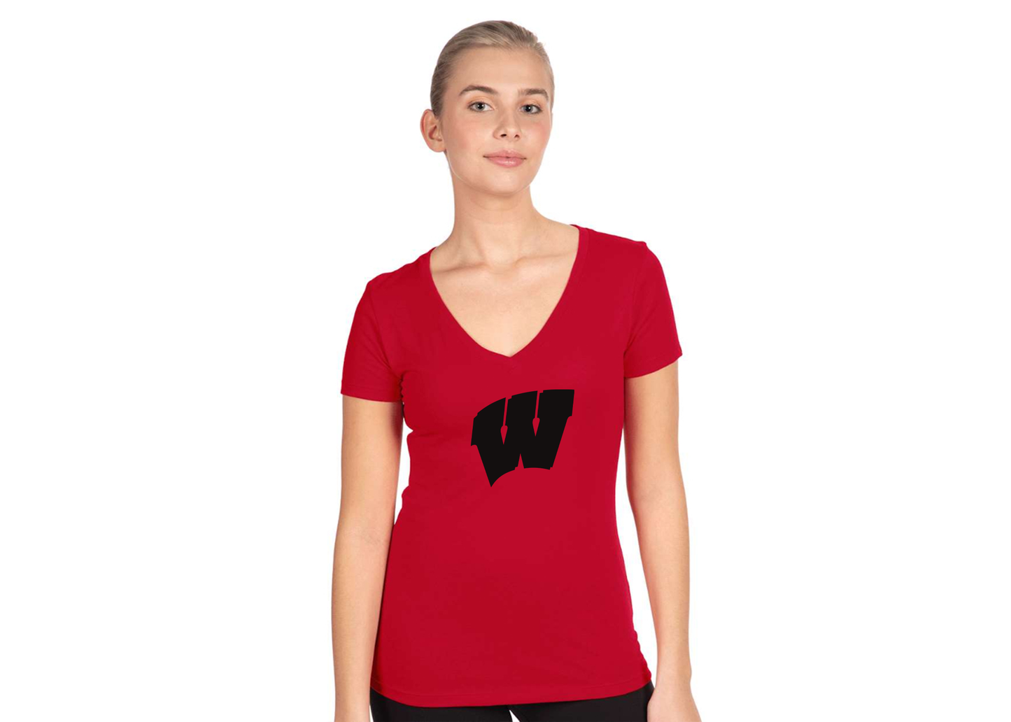 Women's Wisconsin Badgers Next Level V-Neck T-Shirt
