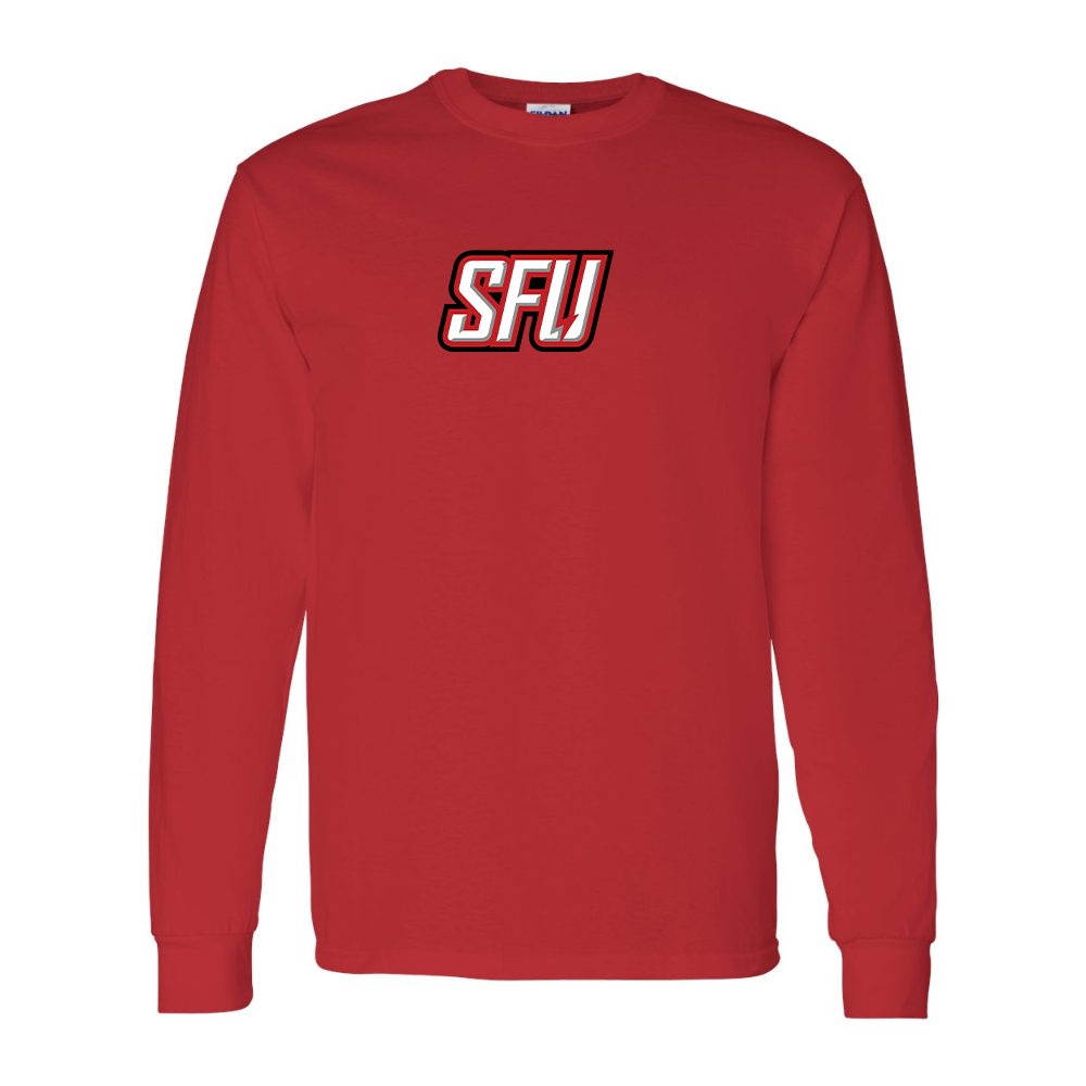 Men's Saint Francis Red Flash Logo Gildan Heavy Cotton Long Sleeve T-Shirt