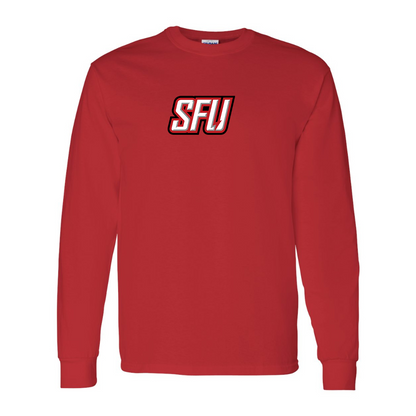 Men's Saint Francis Red Flash Logo Gildan Heavy Cotton Long Sleeve T-Shirt