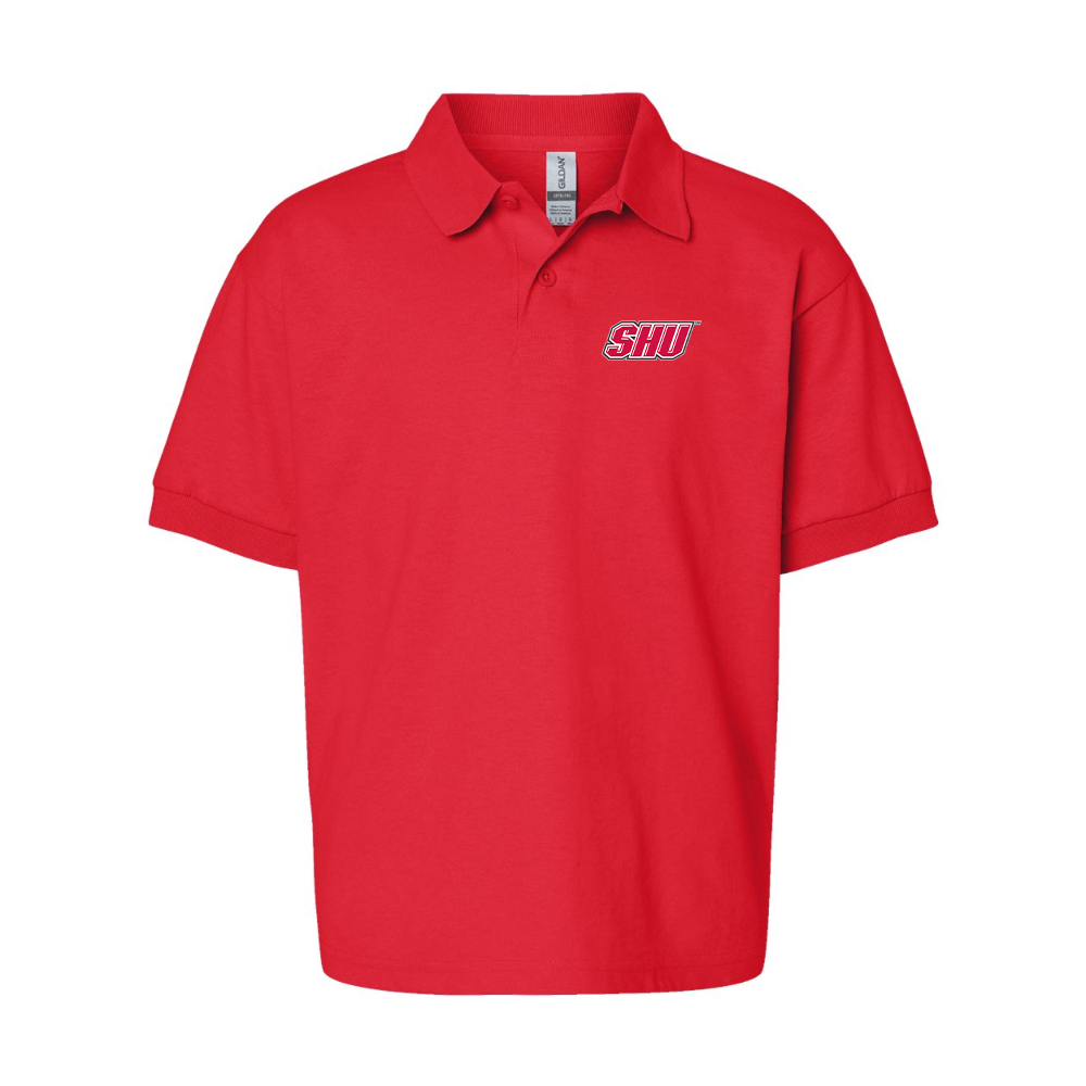 Youth Sacred Heart Pioneers Logo Gildan Dry Blend Jersey Polo