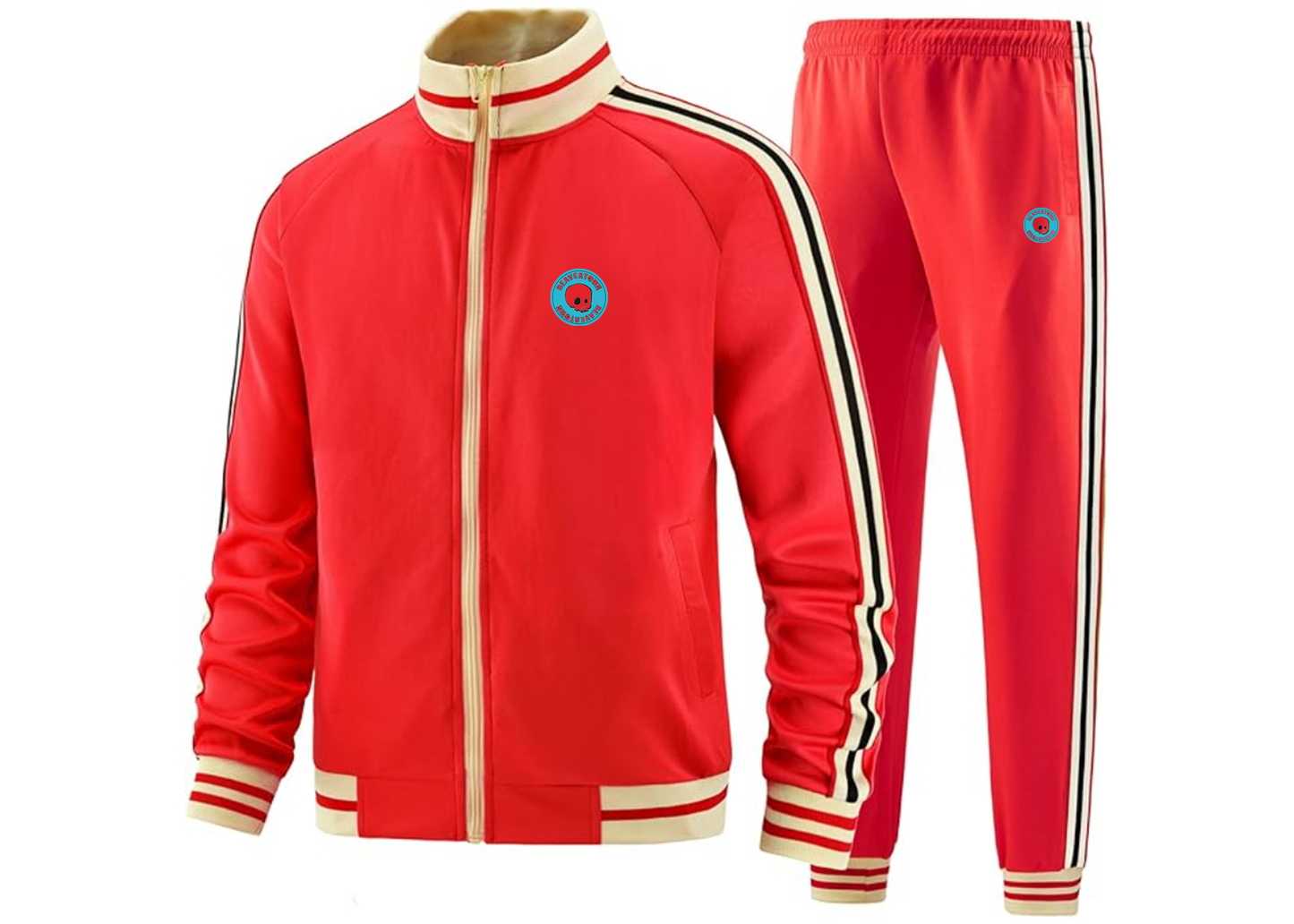 Men's Beavertown Brewery Tracksuit with Bold Striped Accents and Zippered Front Athletic Wear