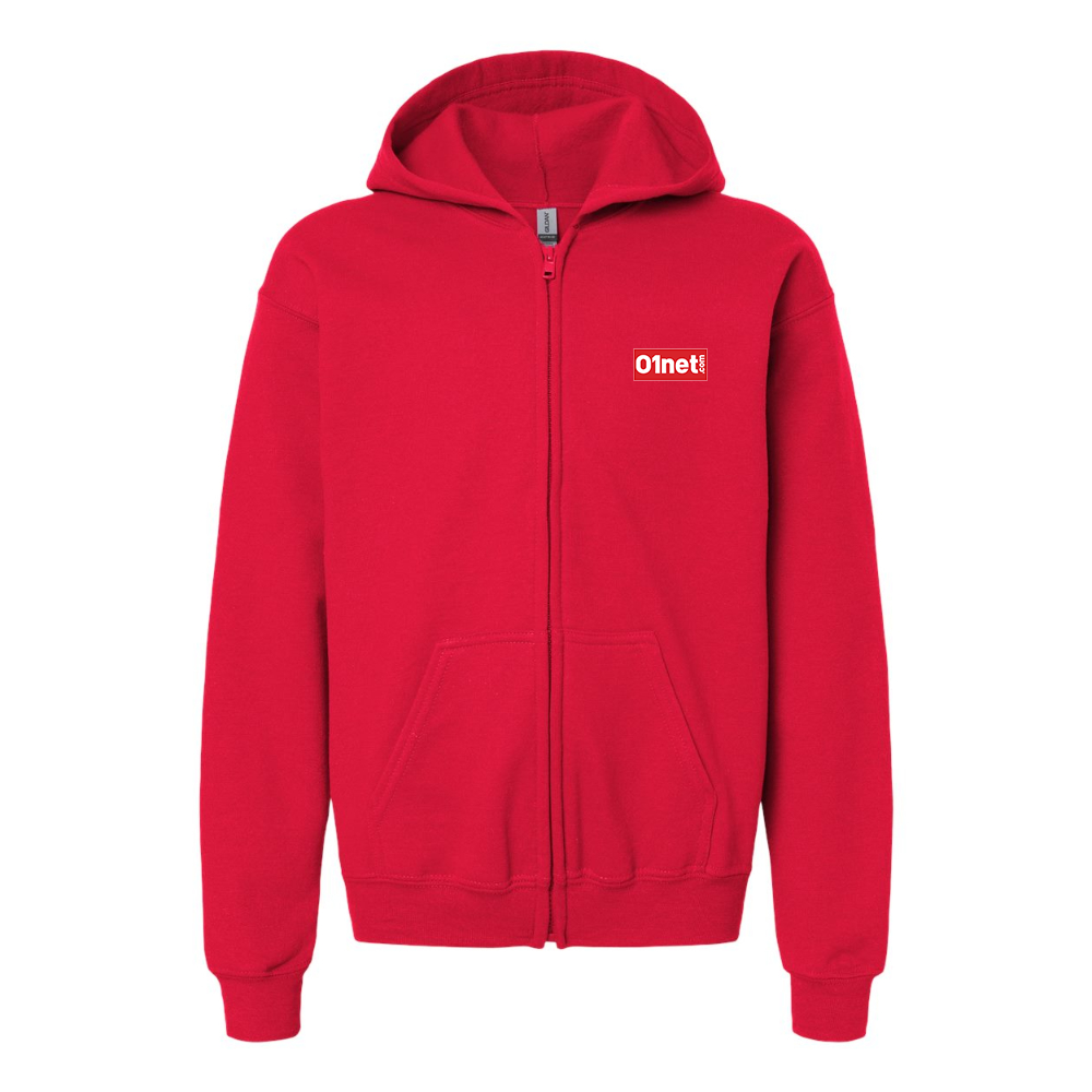 Gildan Heavy Blend Youth 01net Logo Full Zip Hooded Sweatshirt