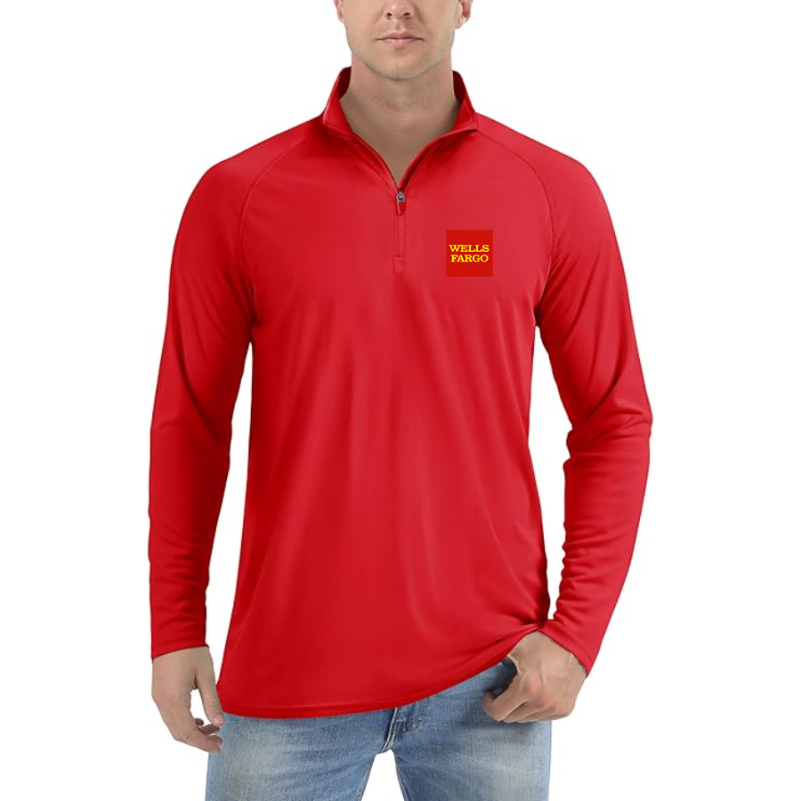 Men's Wells Fargo Logo Lightweight Quarter-Zip Athletic Shirt Long Sleeve Performance Wear