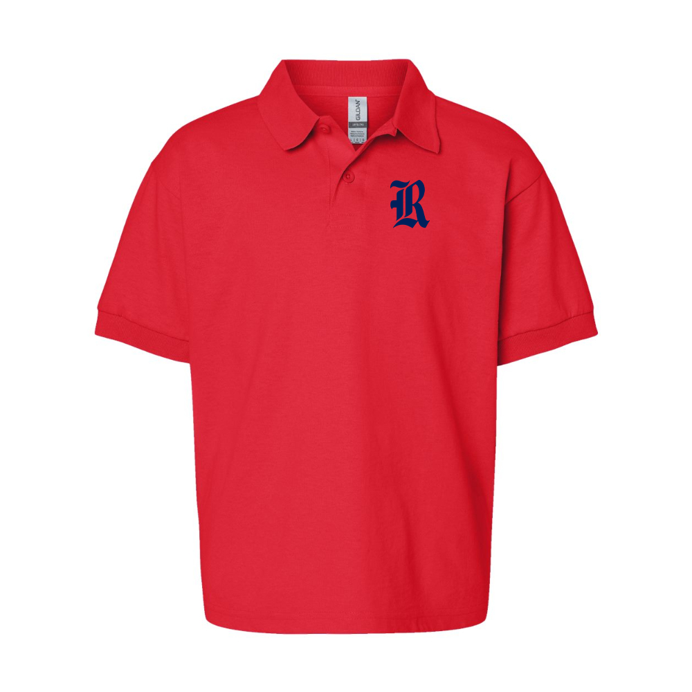 Youth Rice Owls Logo Gildan Dry Blend Jersey Polo