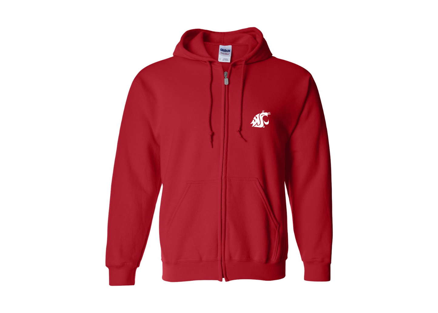Men's Washington State Cougars Gildan  Heavy Blend Full Zip Hooded Sweatshirt