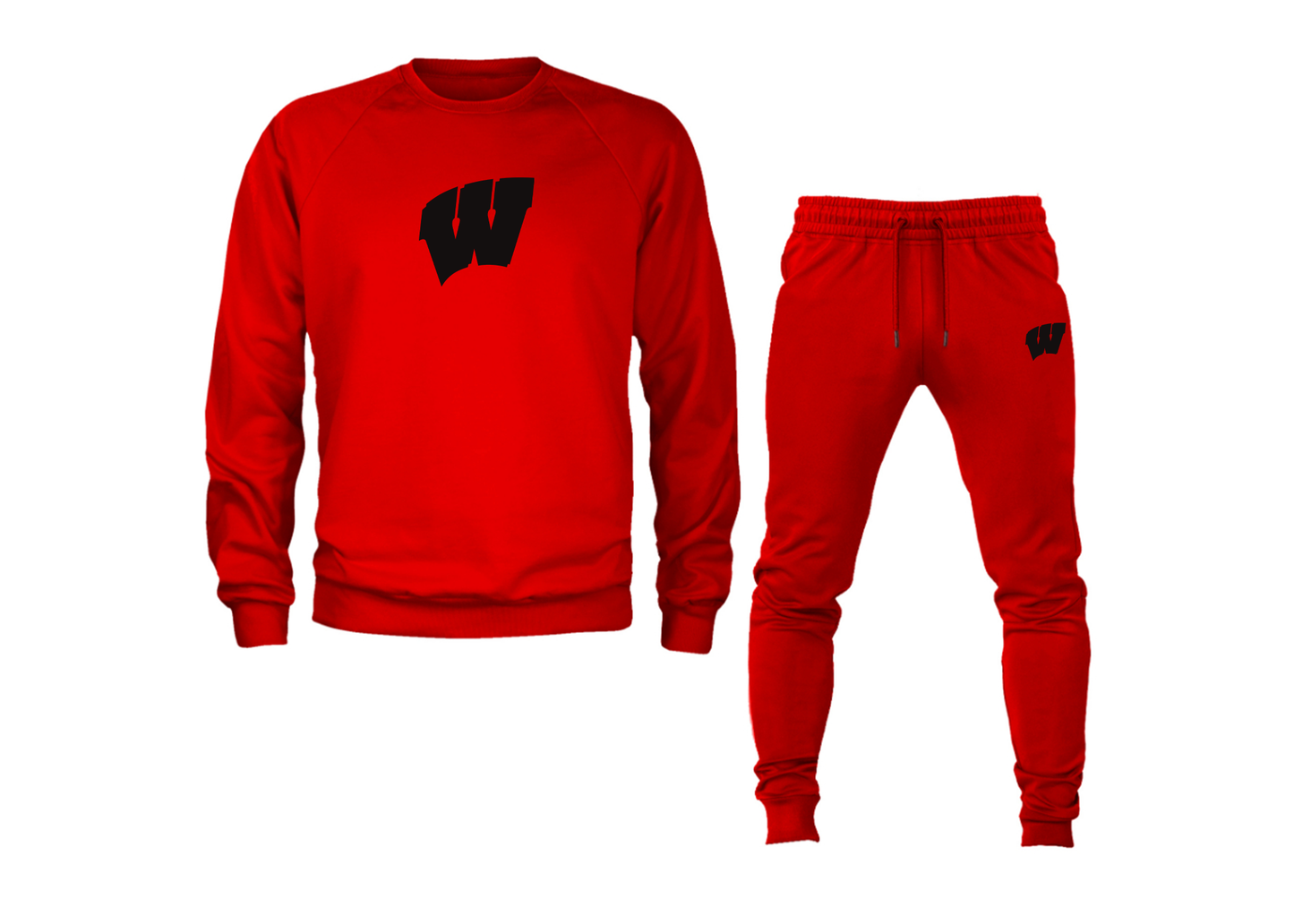 Men's Wisconsin Badgers Crewneck Sweatshirt Joggers Suit