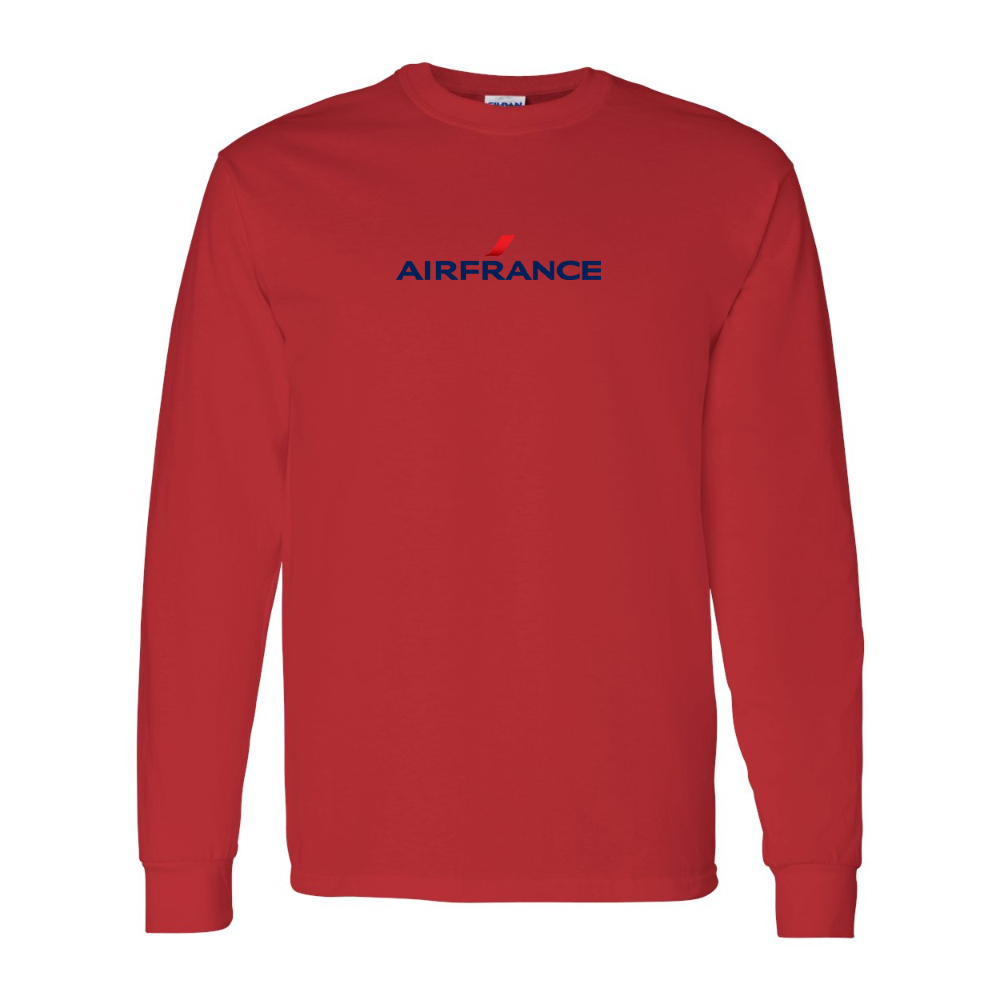 Men's Air France Logo Gildan Heavy Cotton Long Sleeve T-Shirt