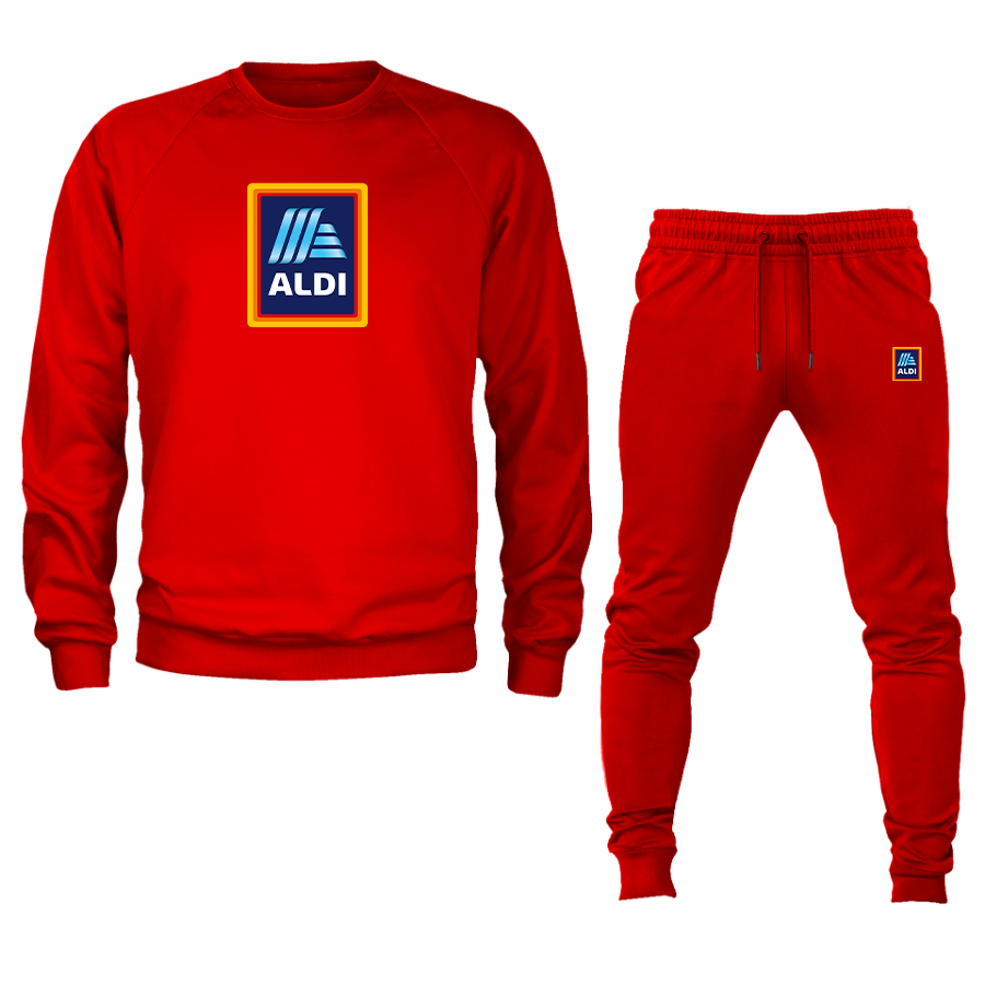 Men's Aldi Logo Crewneck Sweatshirt Joggers Suit