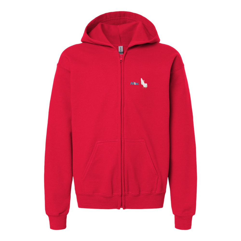 Gildan Heavy Blend Youth Aflac Logo and Duck Full Zip Hooded Sweatshirt