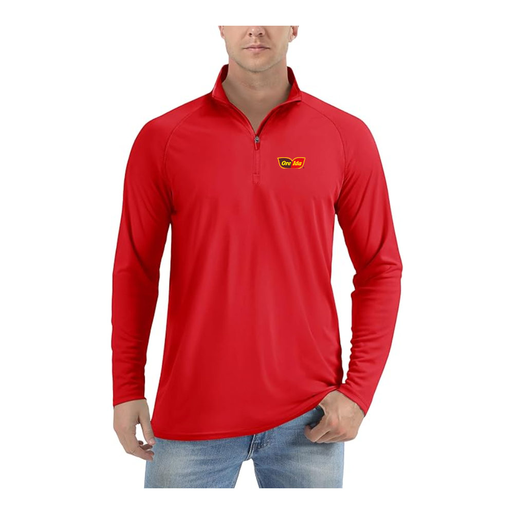 Men's Ore Ida Logo Lightweight Quarter-Zip Athletic Shirt Long Sleeve Performance Wear