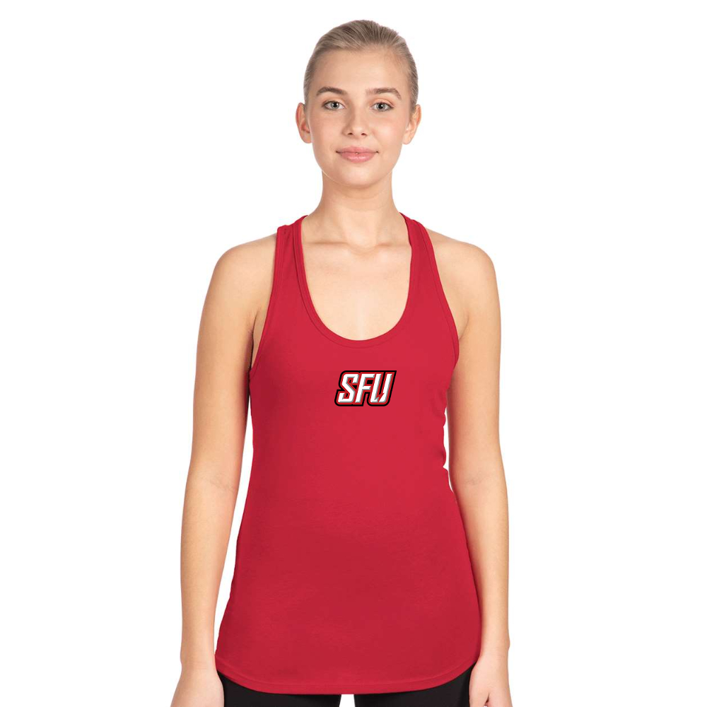 Women's Saint Francis Red Flash Logo Next Level Ideal Racerback Tank