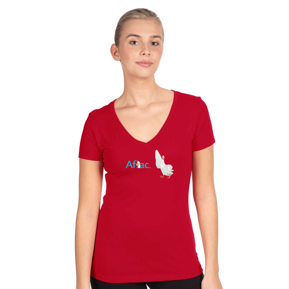 Women's Aflac Logo and Duck Next Level V-Neck T-Shirt