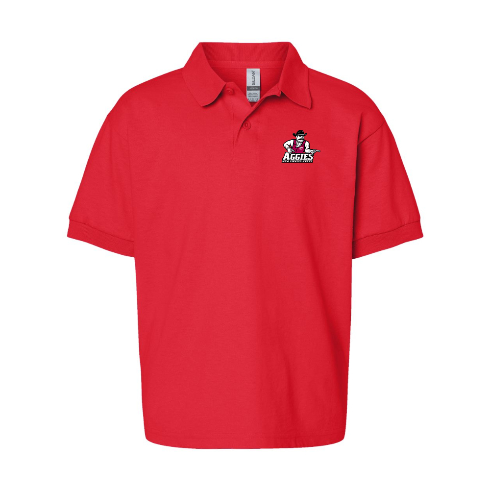 Youth Aggies New Mexico State Logo Gildan Dry Blend Jersey Polo