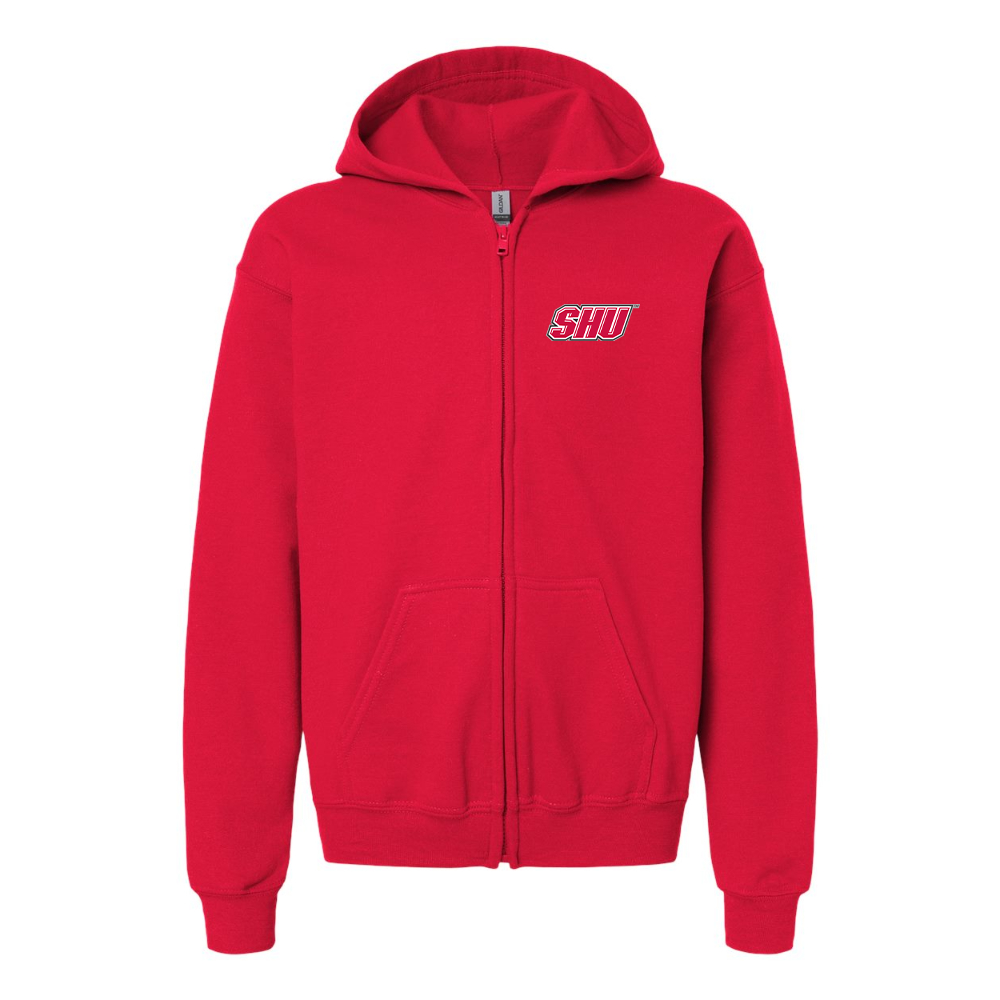 Gildan Heavy Blend Youth Sacred Heart Pioneers Logo Full Zip Hooded Sweatshirt