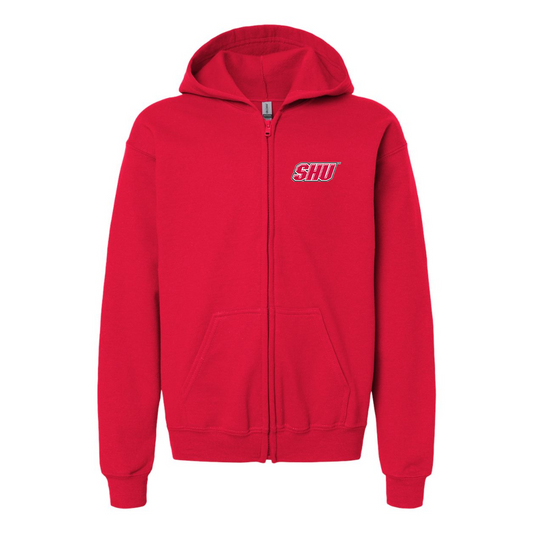 Gildan Heavy Blend Youth Sacred Heart Pioneers Logo Full Zip Hooded Sweatshirt