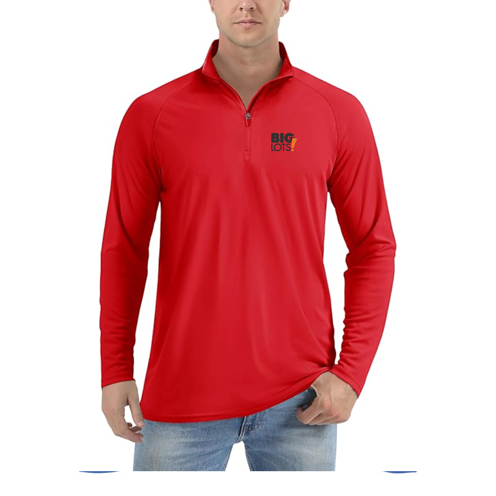 Men's Big Lots Logo   Lightweight Quarter-Zip Athletic Shirt Long Sleeve Performance Wear